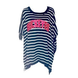 NWT Gameday Couture Ohio State Buckeyes Poncho Sweater Striped Fringe Sz XS-S